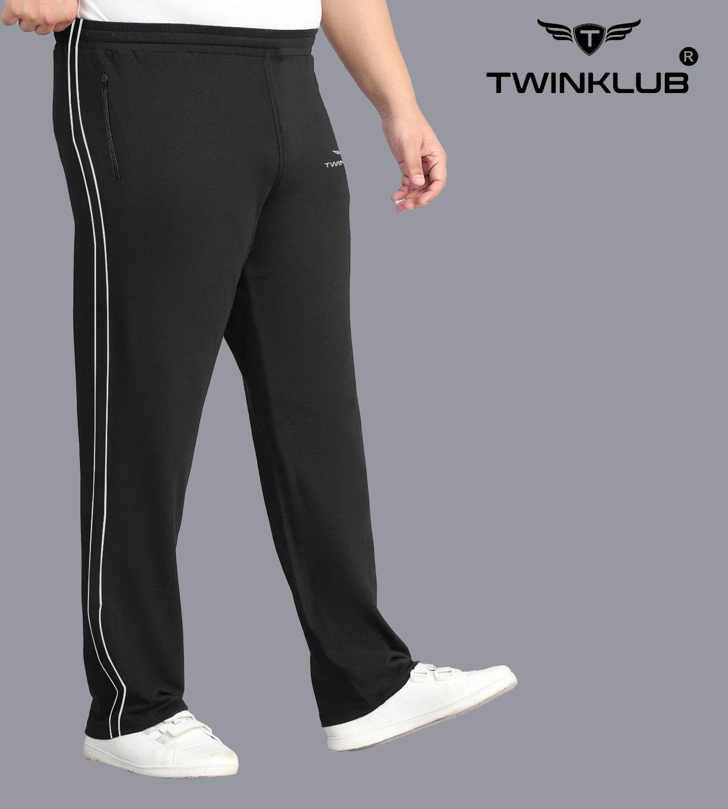 Premium Black Track Pant With side zip pockets Plus TK705P