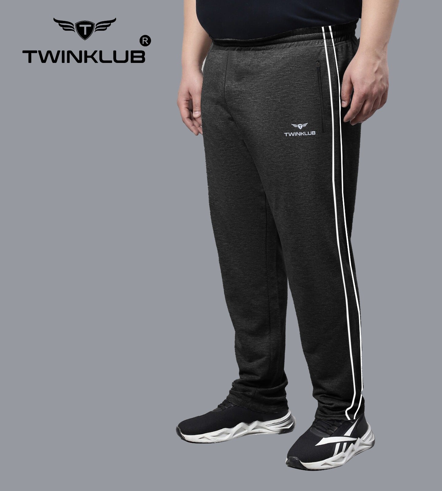 Premium Charcoal Track Pant With side zip pockets Plus TK705P
