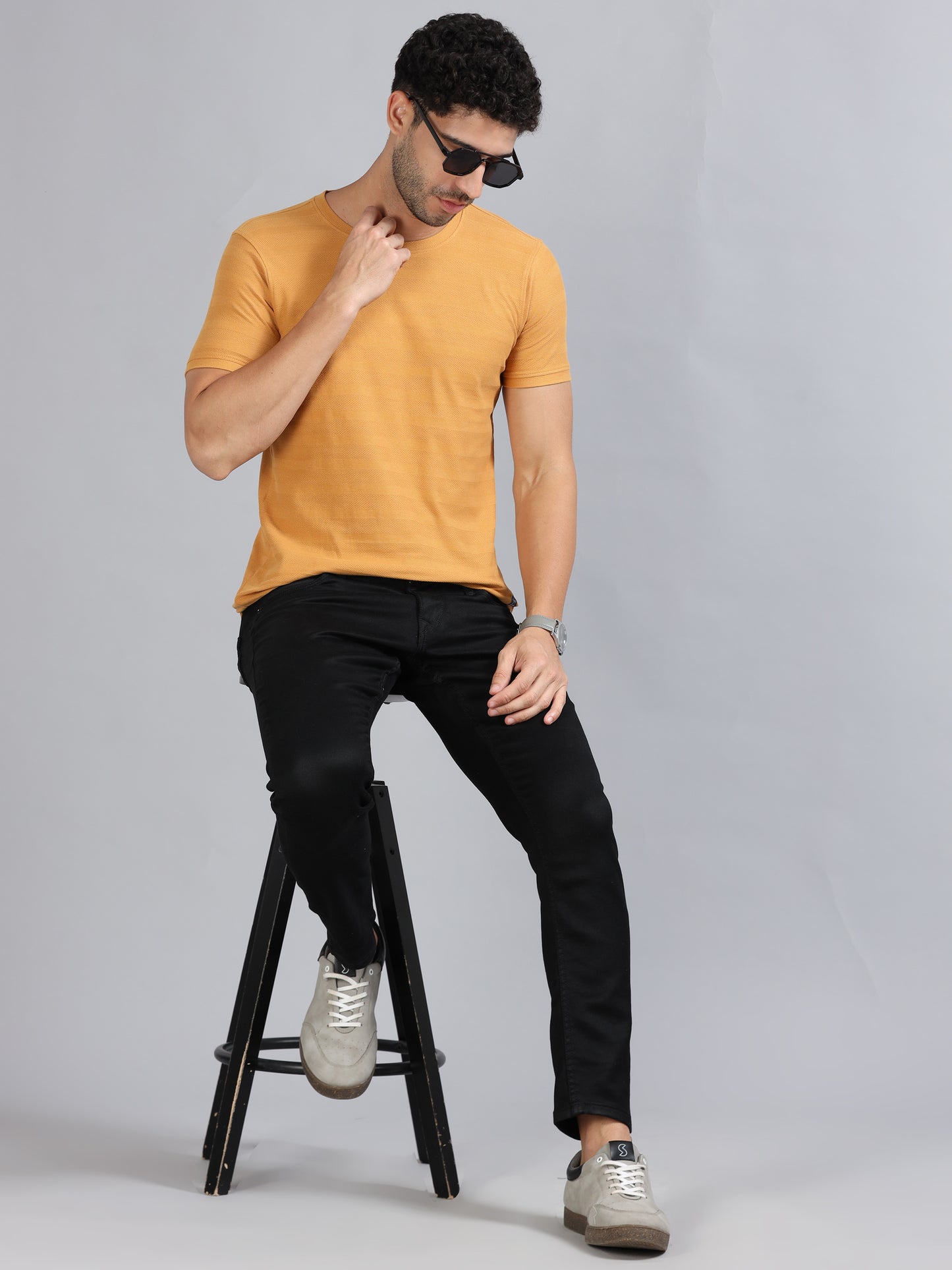 Mens Premium SIGNATURE JACQUARD ROUNDNECKS - BUTTERSCOTCH TK738