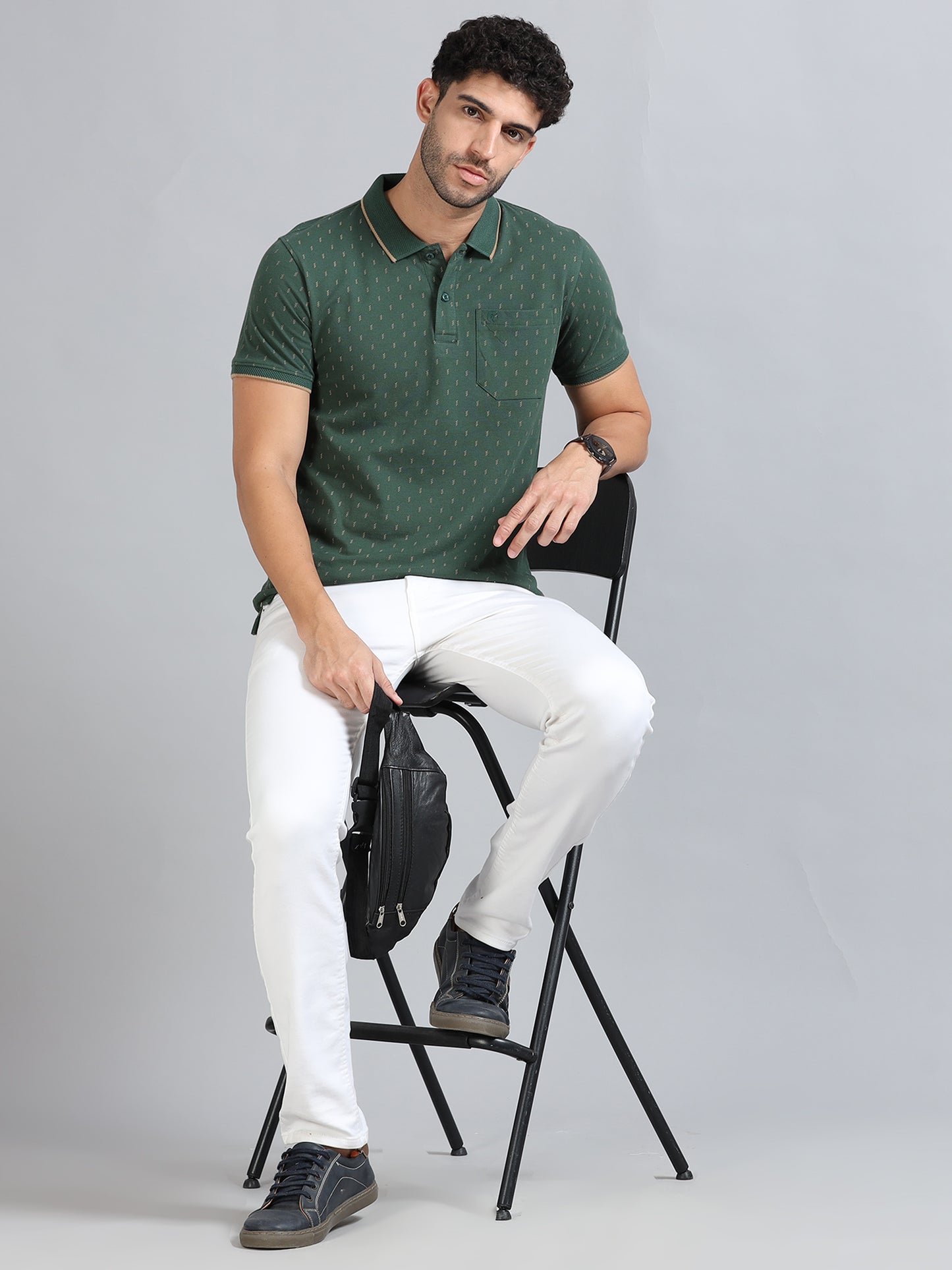 Mens Premium AOP Polo Tees - Green TK736