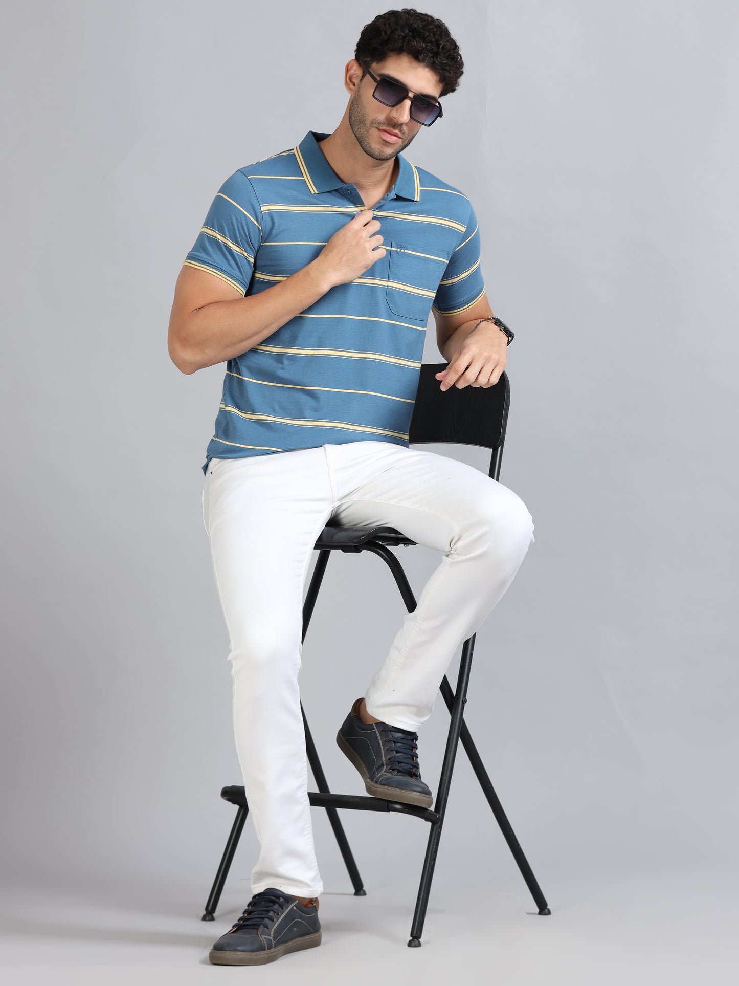 Mens Premium STRIPER POLO - TRUE BLUE TK737