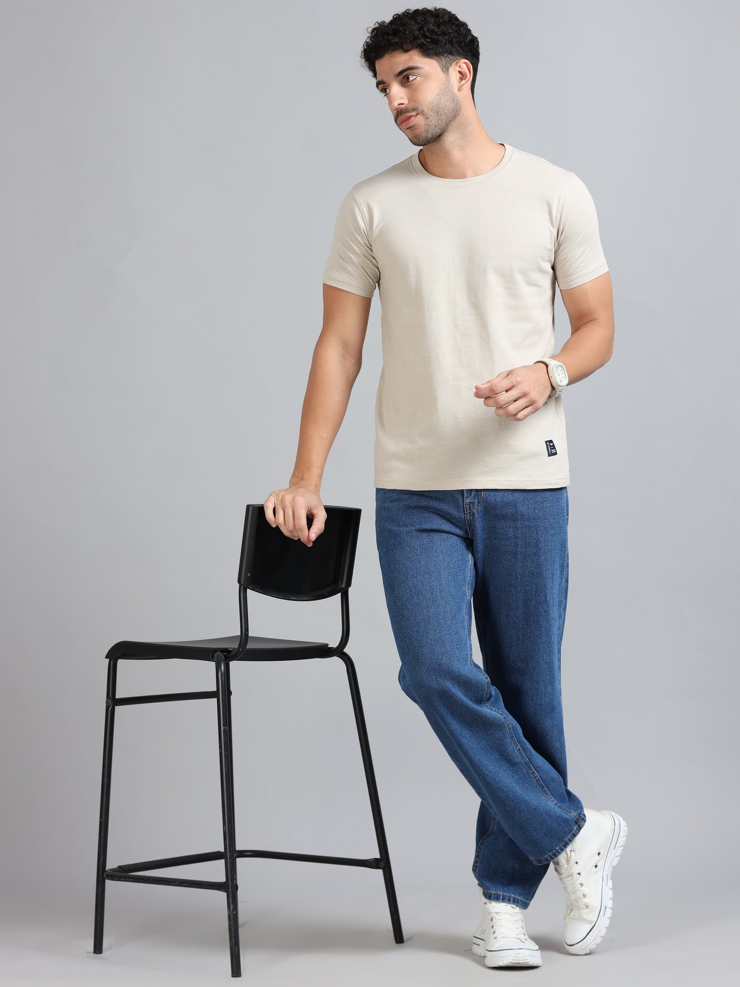 Mens Premium SIGNATURE JACQUARD ROUNDNECKS - HARBOR BEIGE TK738