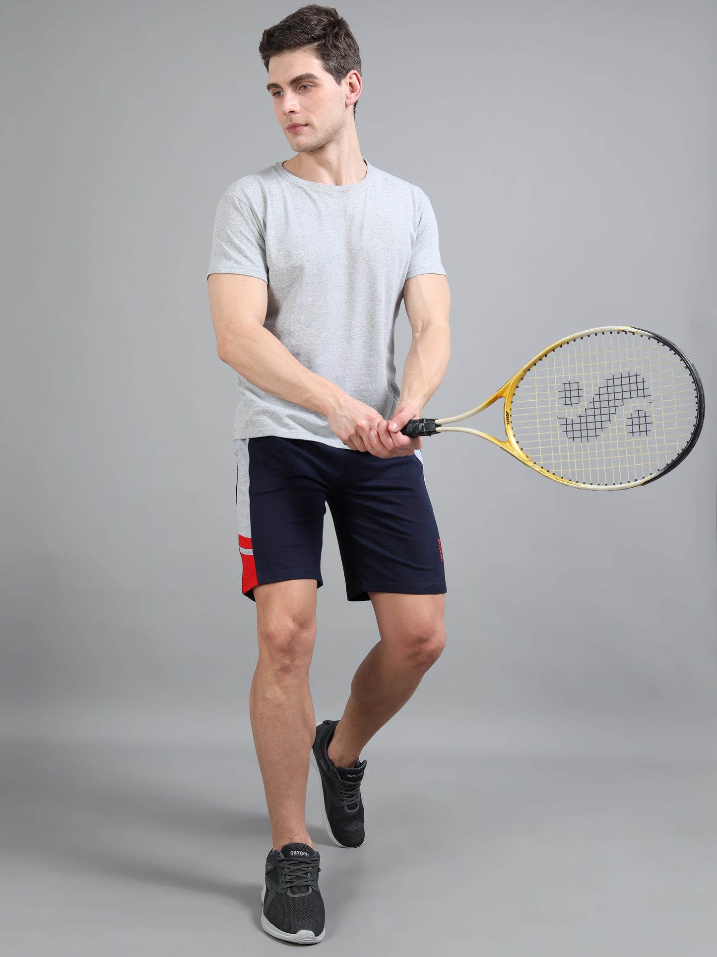 Bio Washed Cut n Sew Men's Shorts DK.NAVY & RED TK739