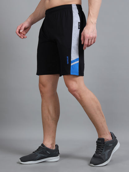 Bio Washed Cut n Sew Men's Shorts BLACK & ROYAL TK739