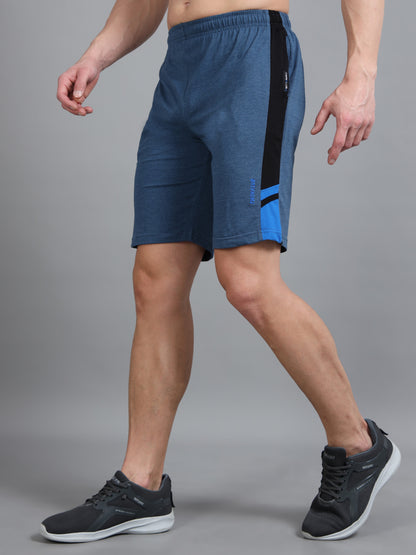 Bio Washed Cut n Sew Men's Shorts BLUE MELANGE & ROYAL TK739