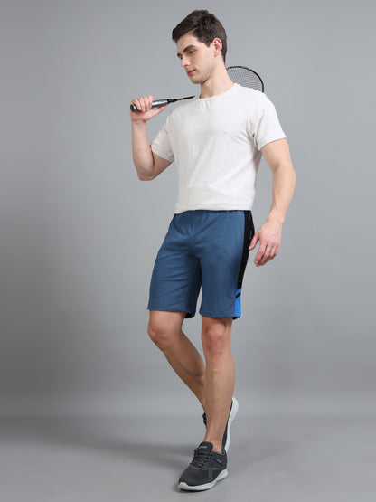 Bio Washed Cut n Sew Men's Shorts BLUE MELANGE & ROYAL TK739