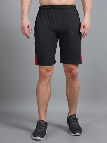 Bio Washed Cut n Sew Men's Shorts CHARCOAL & RED TK739