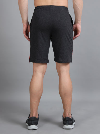 Bio Washed Cut n Sew Men's Shorts CHARCOAL & RED TK739