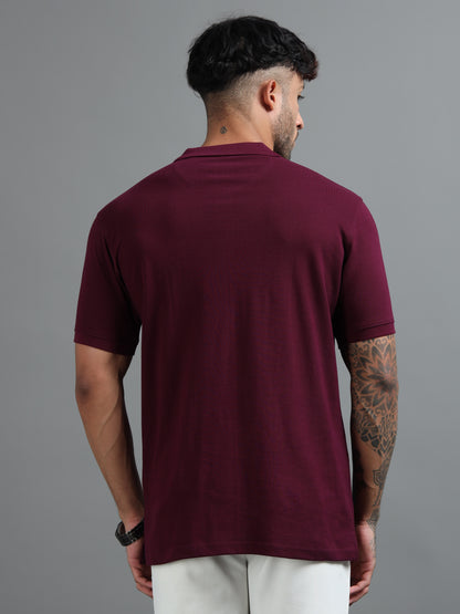 Mens Executive Cotton Polos with Pocket Emberwood Wine Polo T-shirt TK707