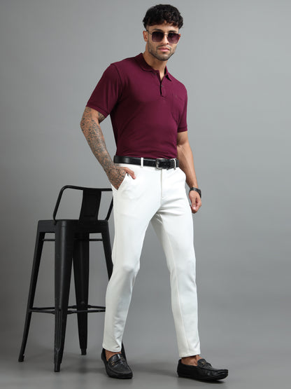 Mens Executive Cotton Polos with Pocket Emberwood Wine Polo T-shirt TK707