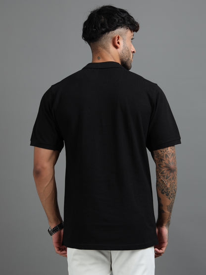 Mens Executive Cotton Polos with Pocket Raven Black Polo T-shirt TK707