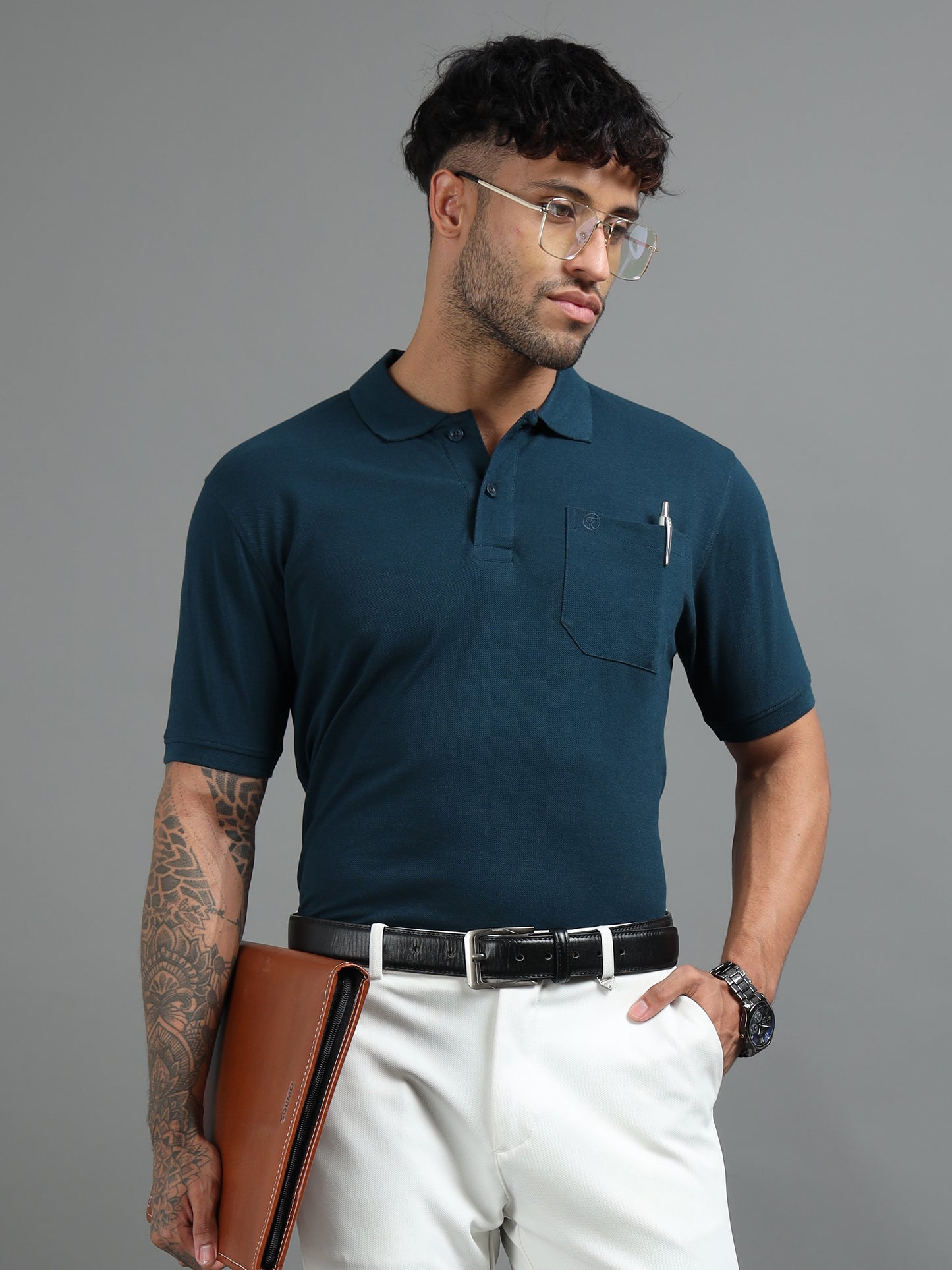 Mens Executive Cotton Polos with Pocket Airforce Polo T-shirt TK707