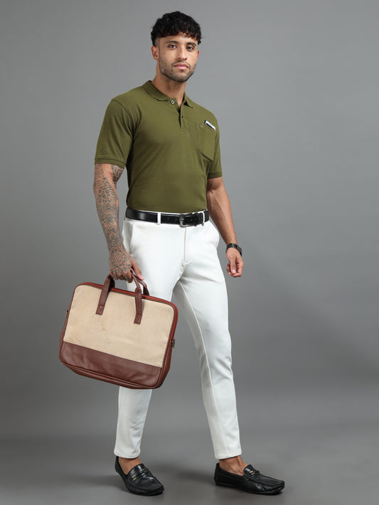 Mens Executive Cotton Polos with Pocket Army green Polo T-shirt TK707