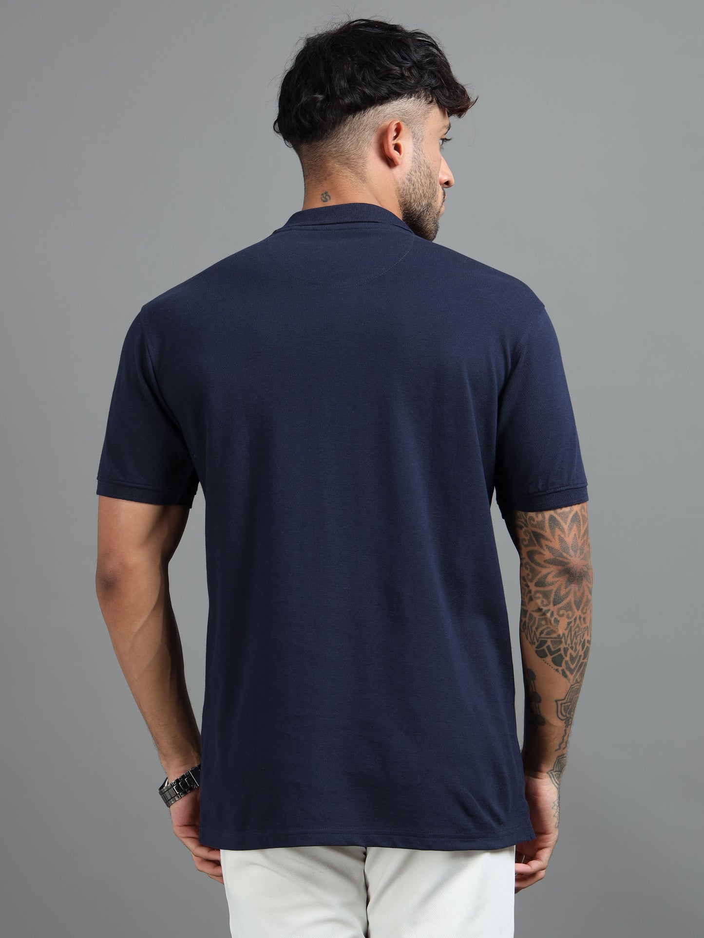 Mens Executive Cotton Polos with Pocket Oxford Navy Polo T-shirt TK707