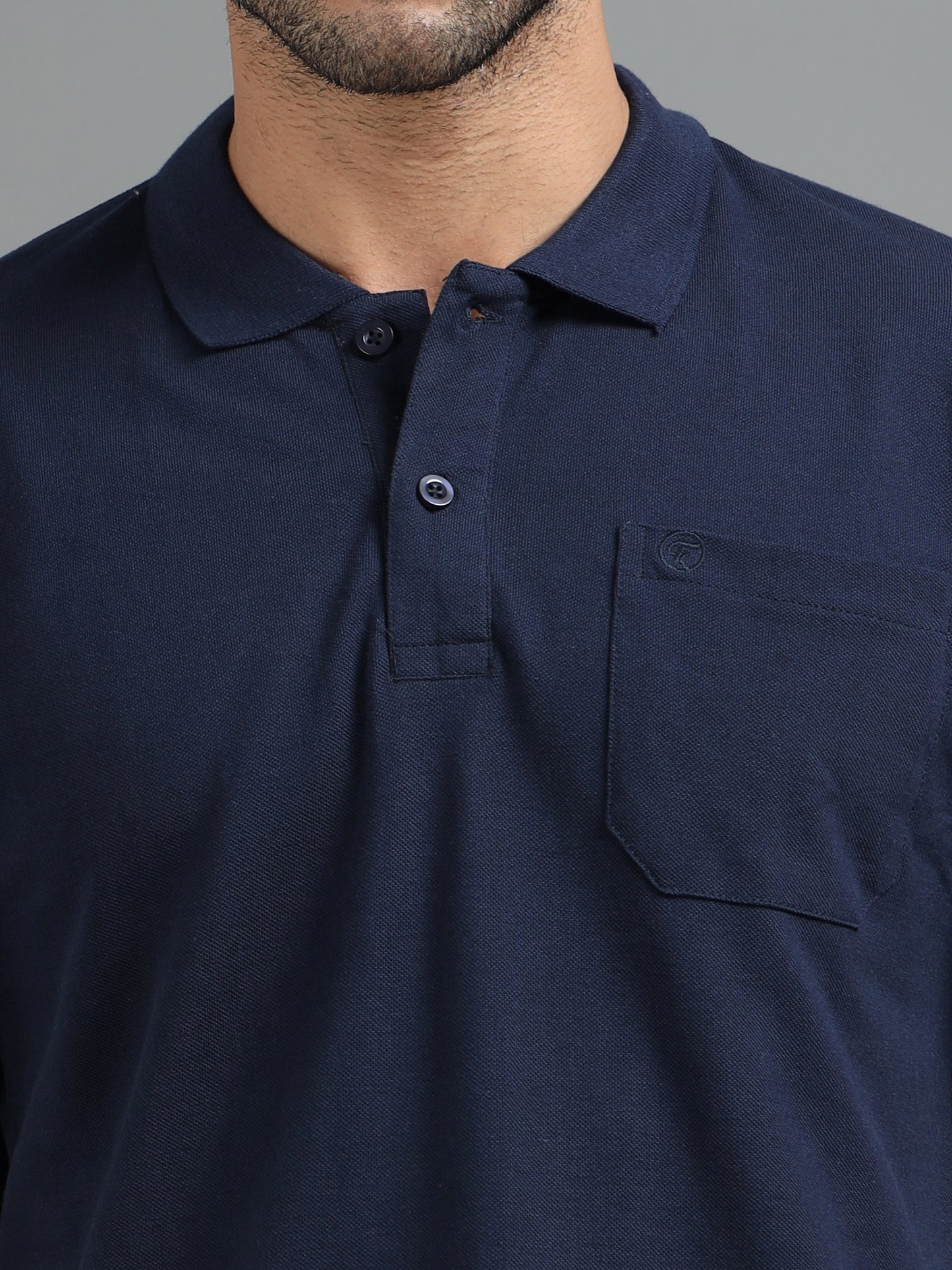 Mens Executive Cotton Polos with Pocket Oxford Navy Polo T-shirt TK707