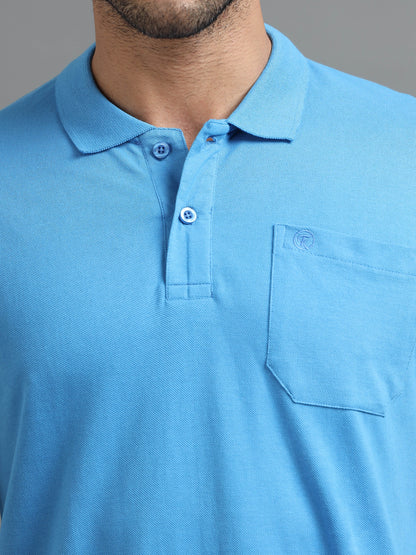 Mens Executive Cotton Polos with Pocket TUFTS BLUE Polo T-shirt TK707