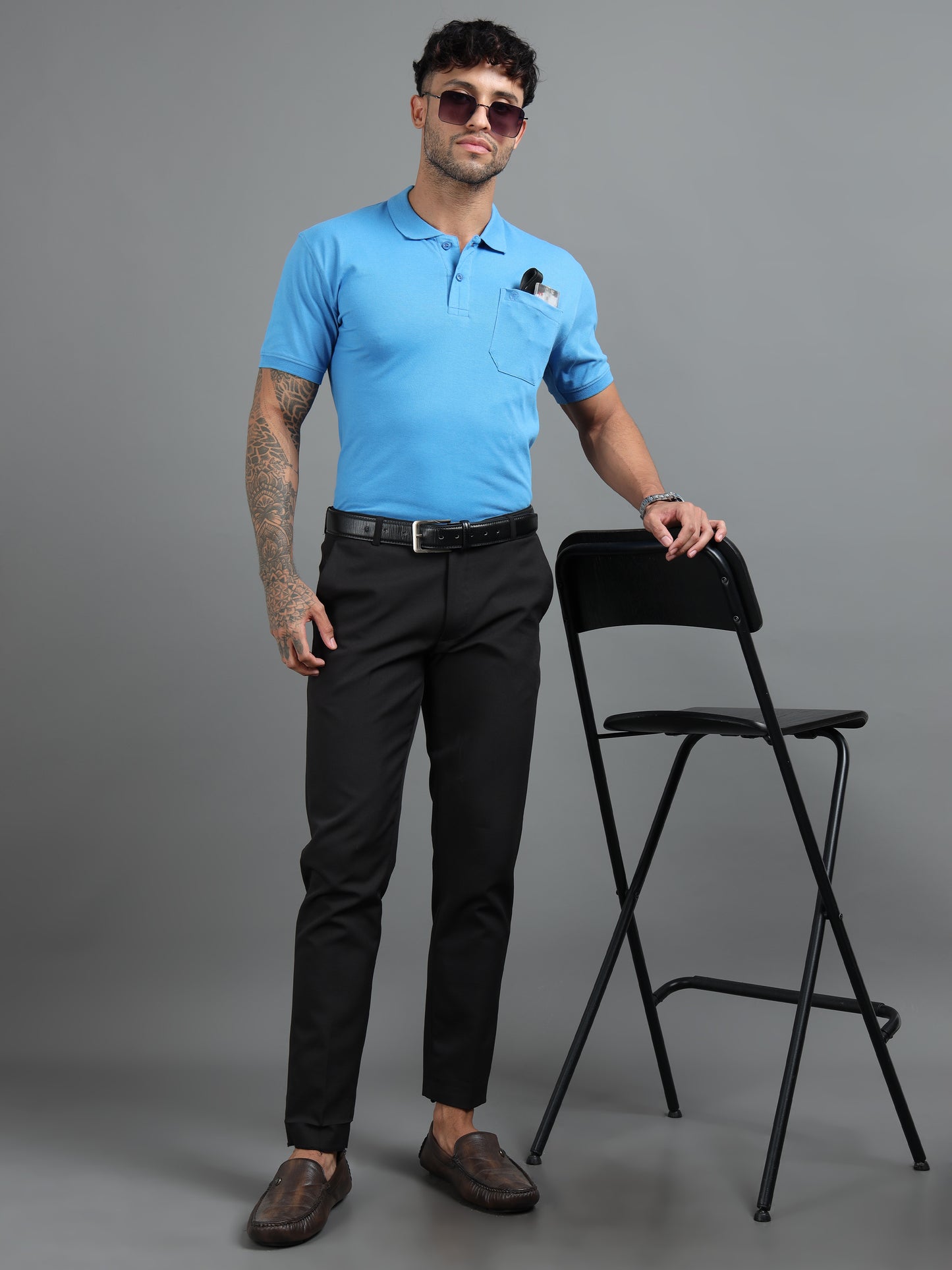 Mens Executive Cotton Polos with Pocket TUFTS BLUE Polo T-shirt TK707