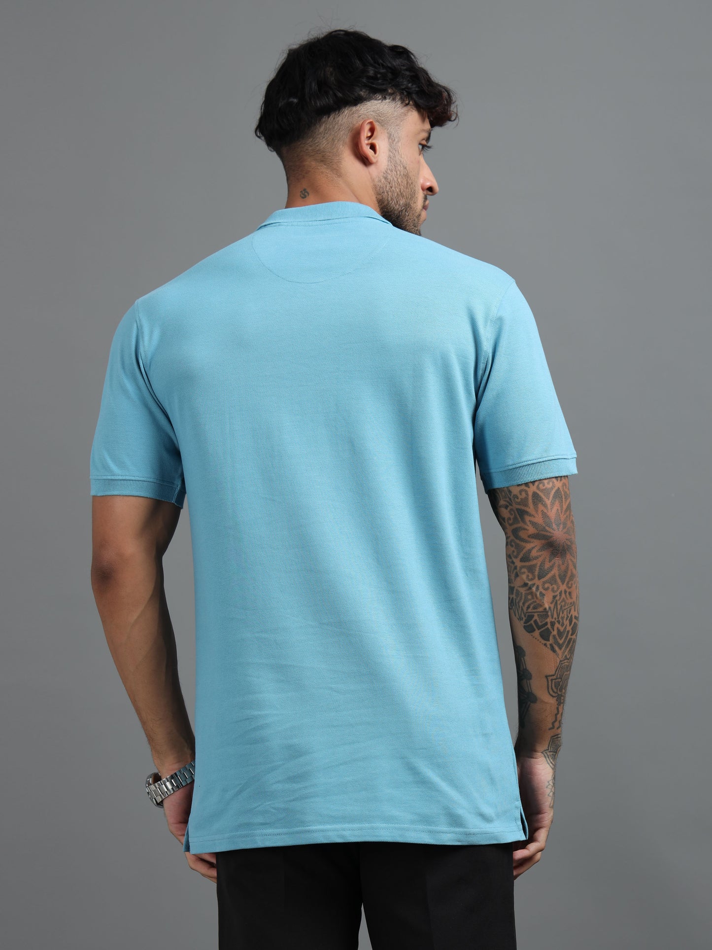 Mens Executive Cotton Polos with Pocket Frost blue Polo T-shirt TK707