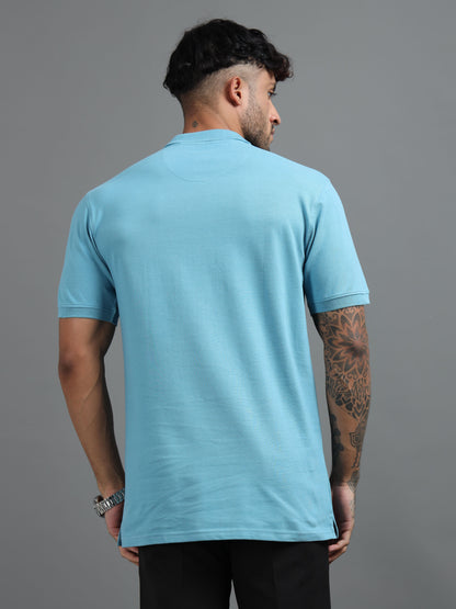 Mens Executive Cotton Polos with Pocket Frost blue Polo T-shirt TK707