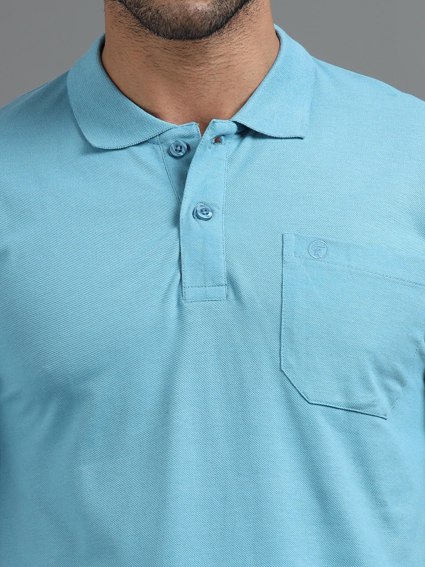 Mens Executive Cotton Polos with Pocket Frost blue Polo T-shirt TK707