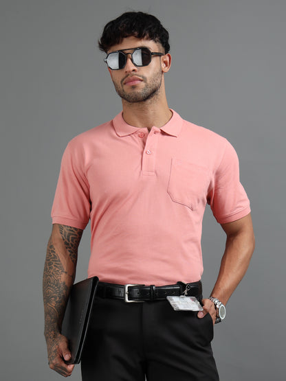 Mens Executive Cotton Polos with Pocket Melon Polo T-shirt TK707