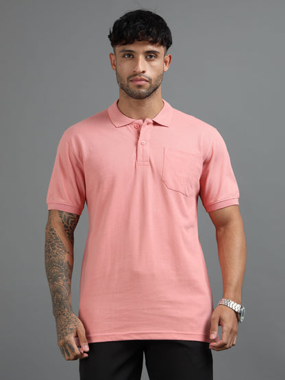 Mens Executive Cotton Polos with Pocket Melon Polo T-shirt TK707