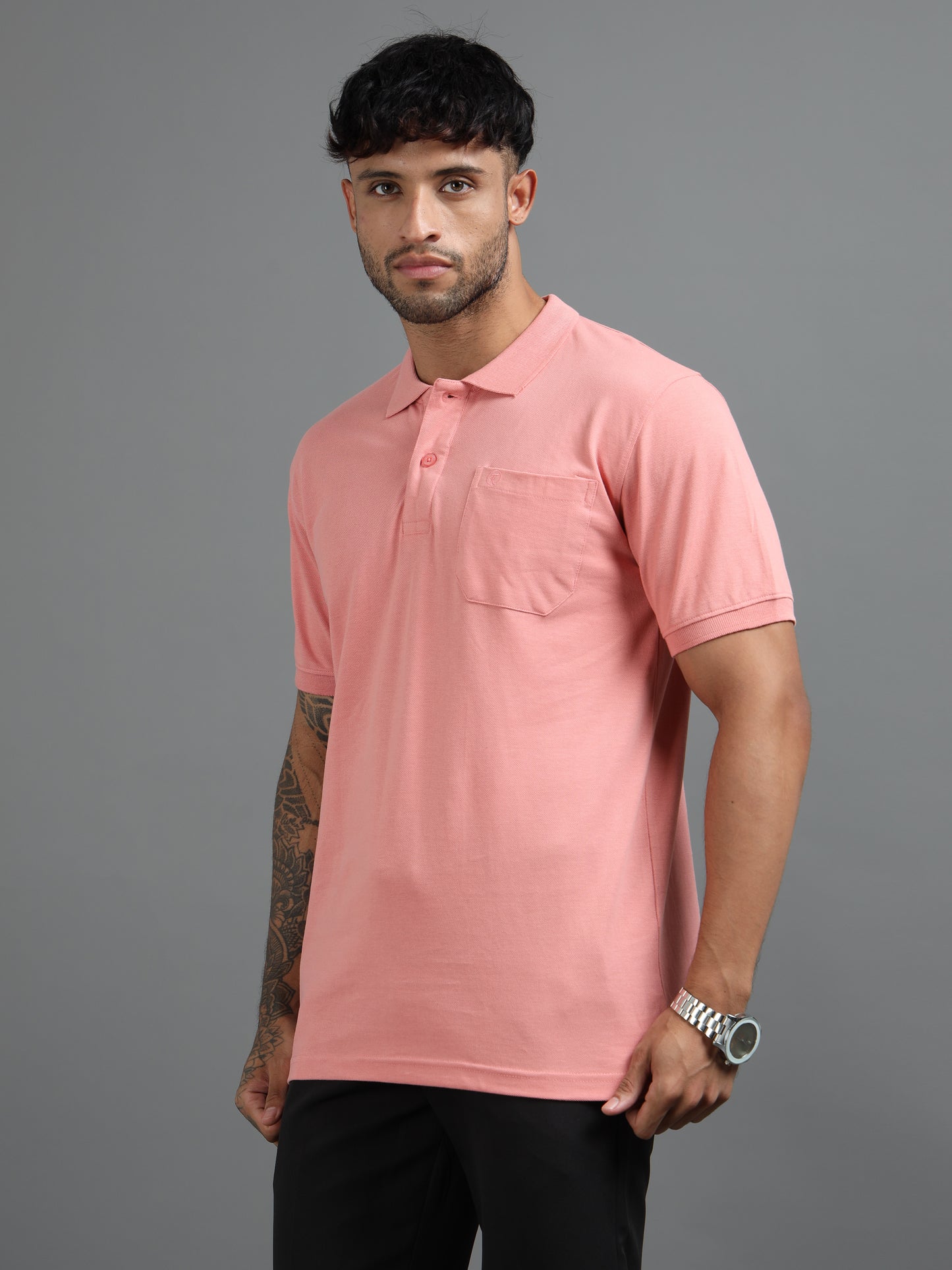 Mens Executive Cotton Polos with Pocket Melon Polo T-shirt TK707
