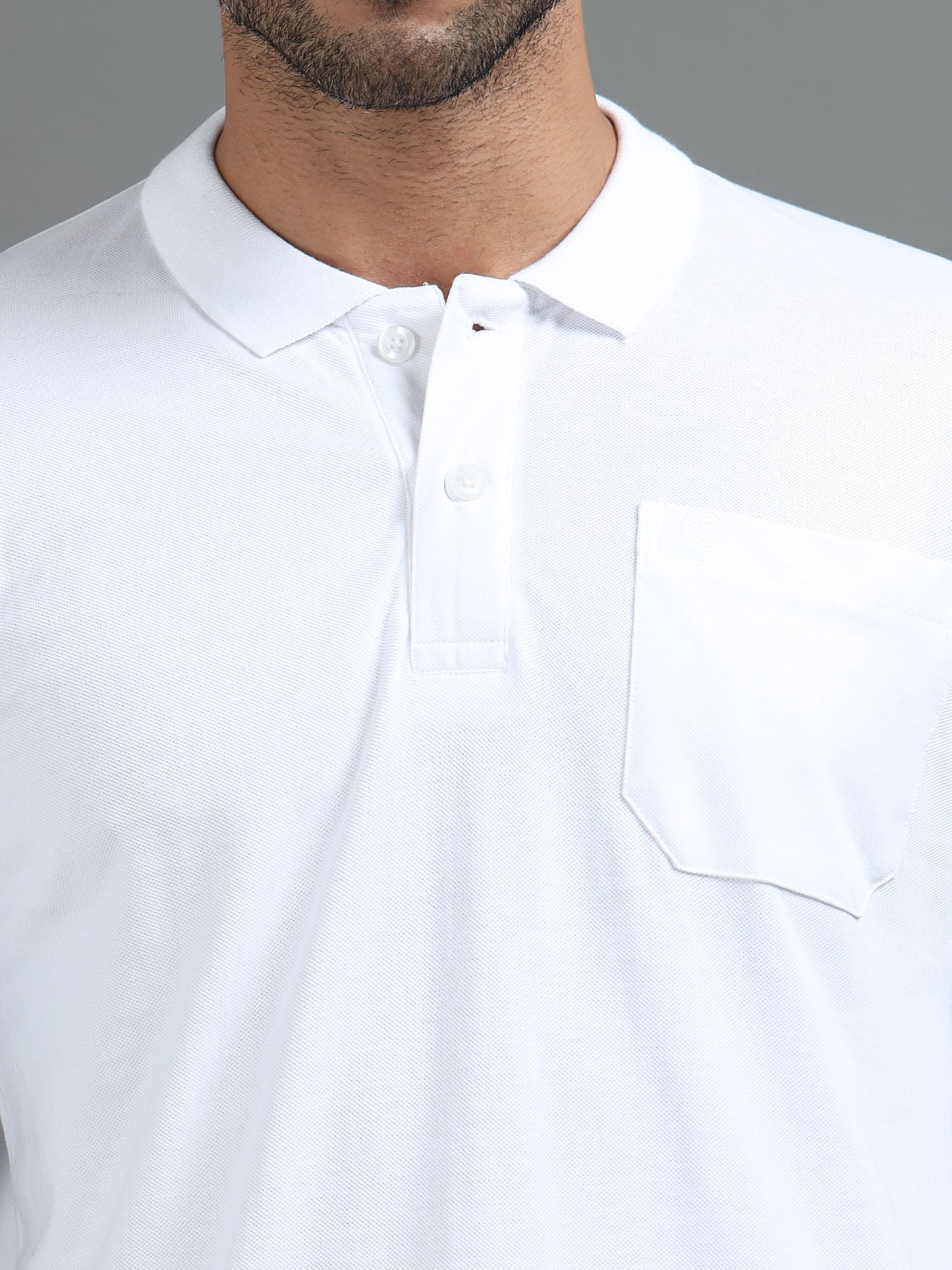 Mens Executive Cotton Polos with Pocket Misty White Polo T-shirt TK707
