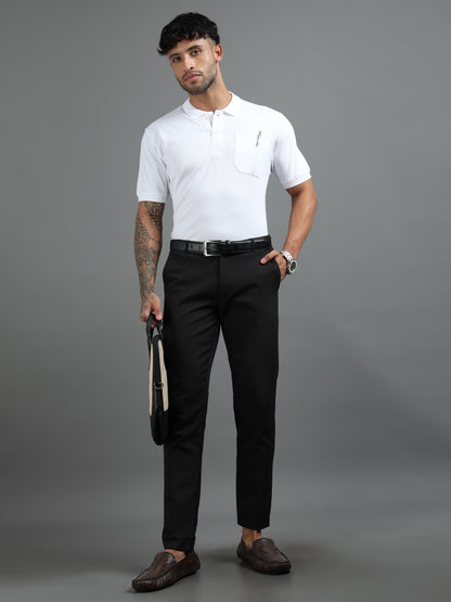 Mens Executive Cotton Polos with Pocket Misty White Polo T-shirt TK707
