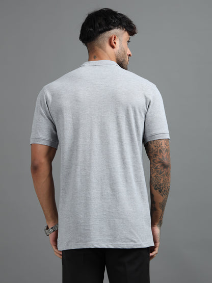 Mens Executive Cotton Polos with Pocket Glacier Grey Marl Polo T-shirt TK707