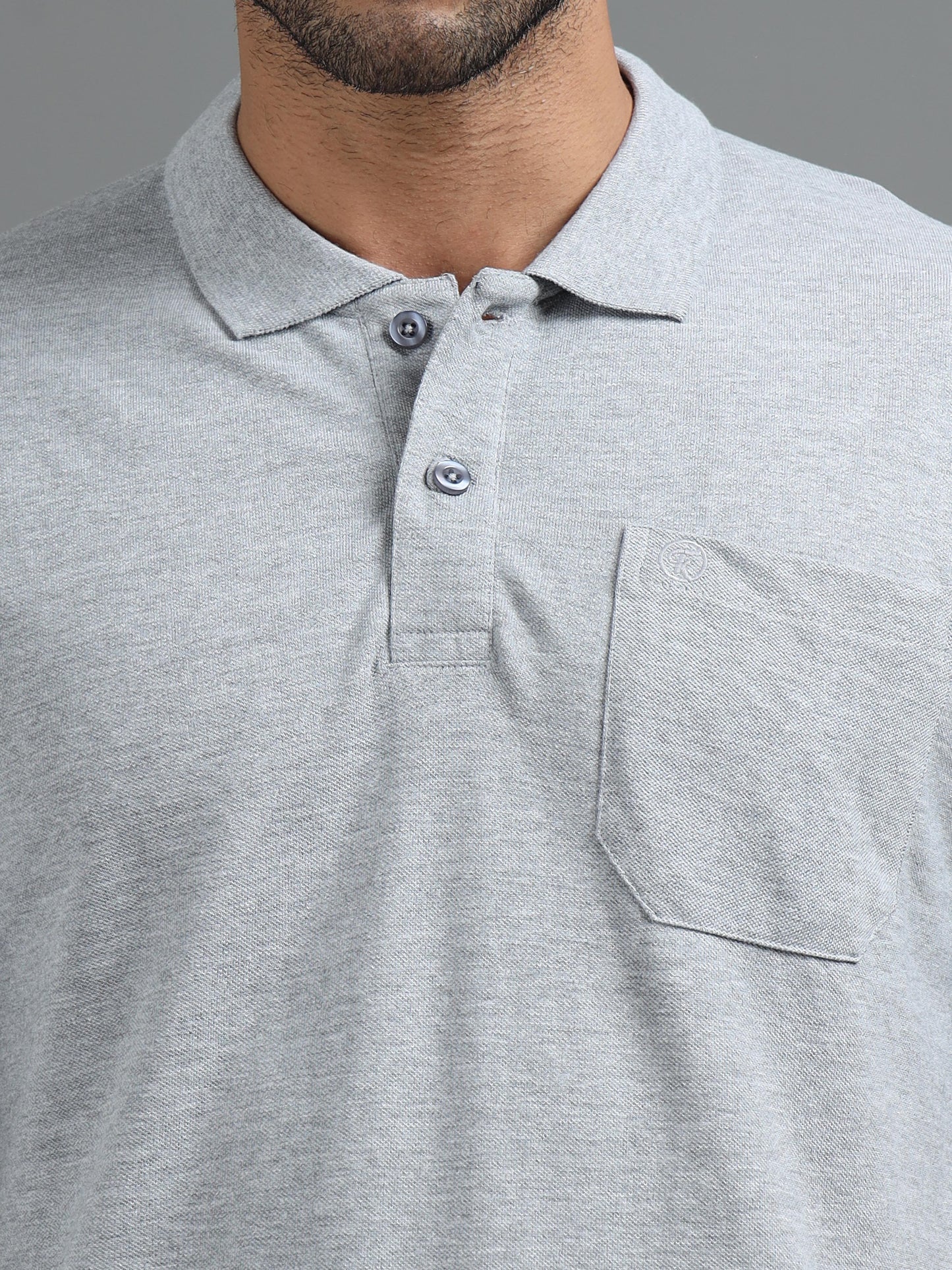 Mens Executive Cotton Polos with Pocket Glacier Grey Marl Polo T-shirt TK707