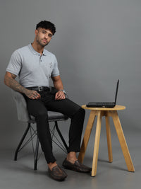 Mens Executive Cotton Polos with Pocket Glacier Grey Marl Polo T-shirt TK707