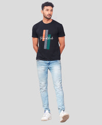 Men's Black Graphic Tees Printed Roundnecks TK722