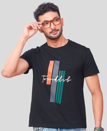 Men's Black Graphic Tees Printed Roundnecks TK722
