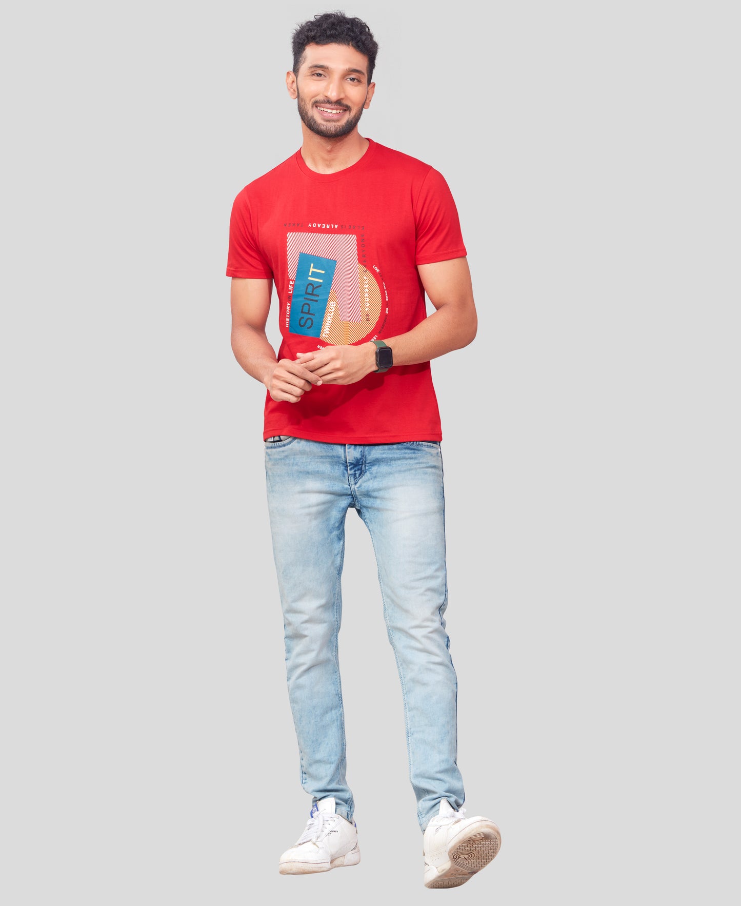 Men's Red Graphic Tees TK722