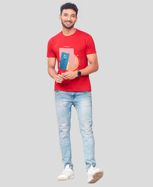 Men's Red Graphic Tees Printed Roundnecks TK722