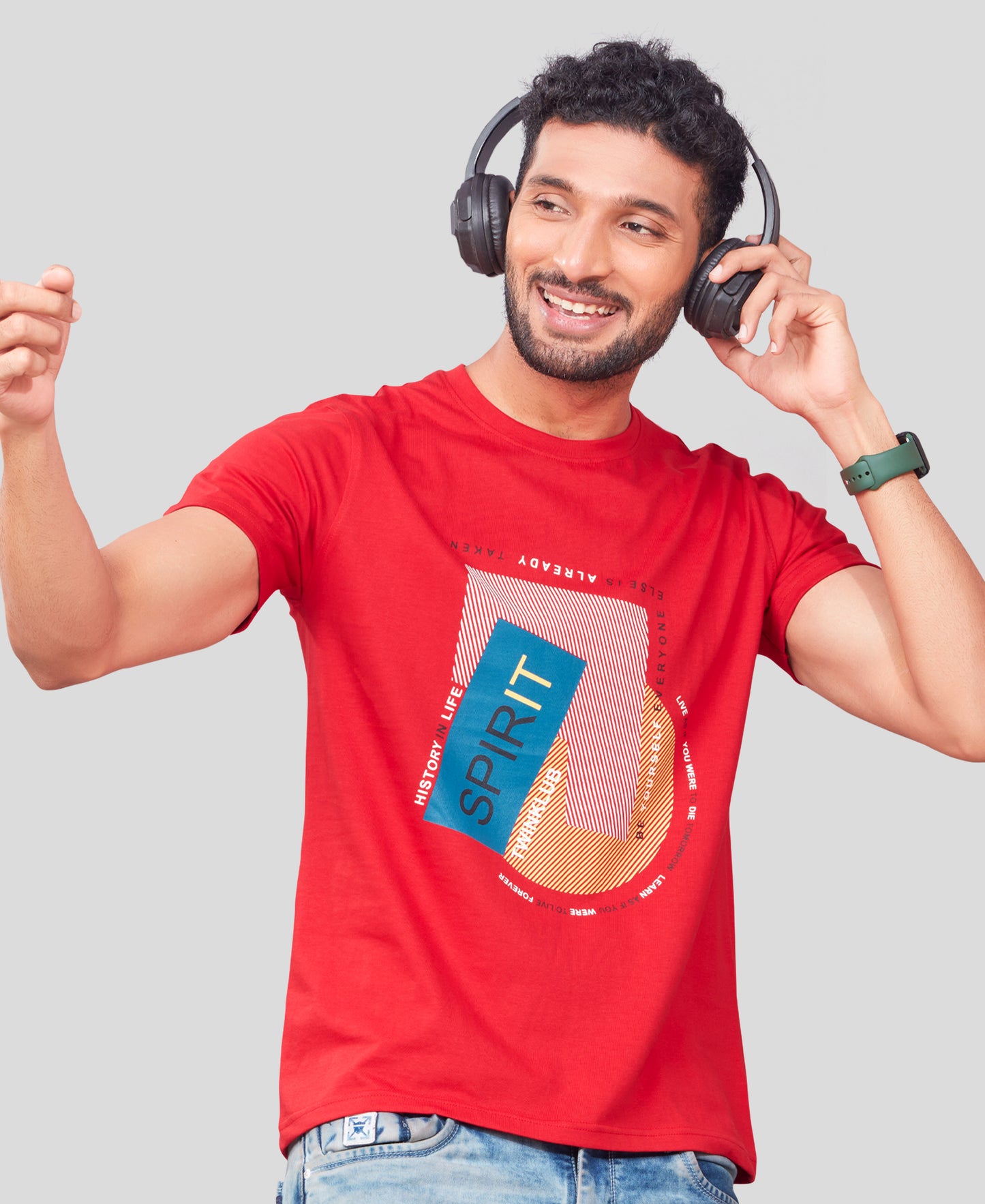 Men's Red Graphic Tees TK722