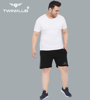 Mens Premium Black Shorts With Side Cut And Zip Pockets Plus TK711P