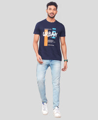 Men's DK Navy Graphic Tees Printed Roundnecks TK722