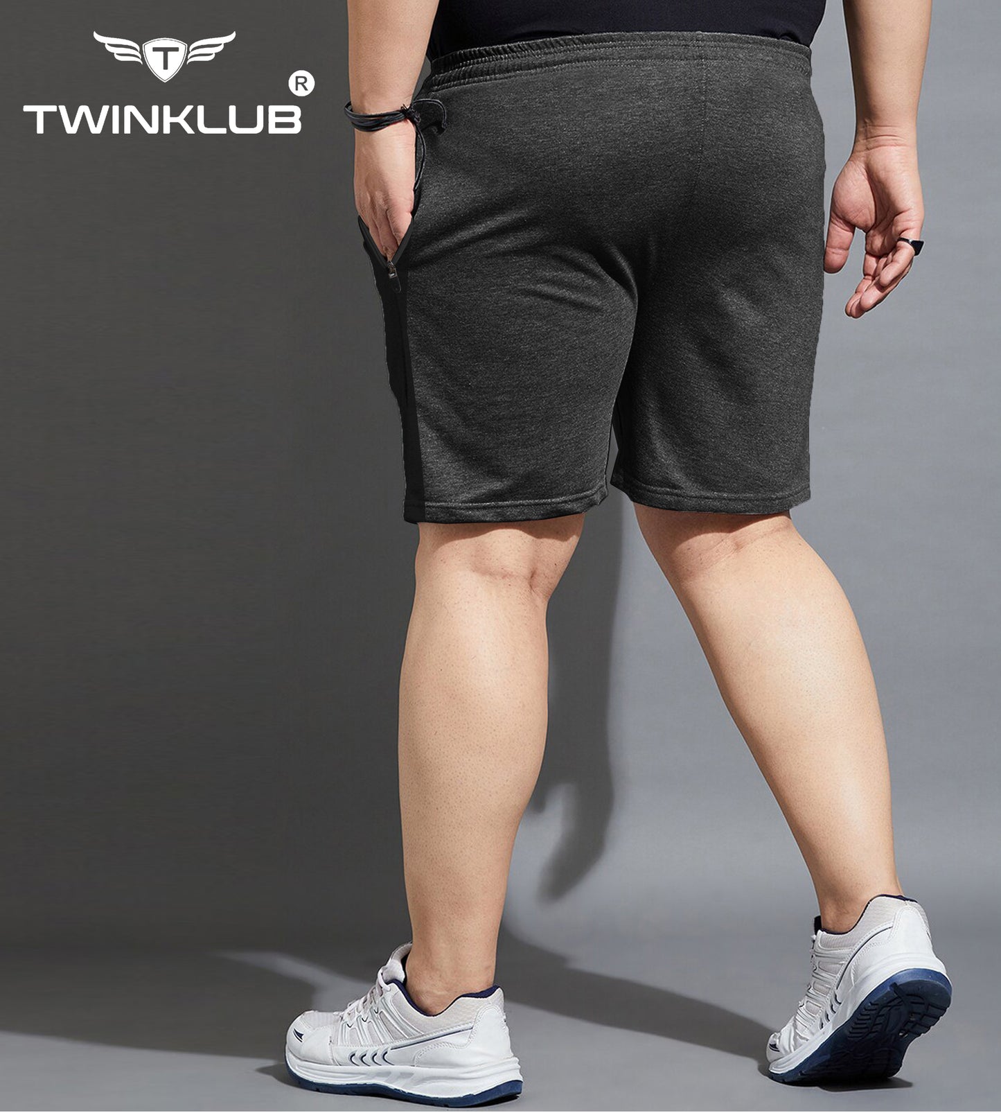 Mens Premium Charcol Shorts With Side Cut And Zip Pockets Plus TK711P
