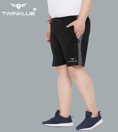 Mens Premium Black Shorts With Side Cut And Zip Pockets Plus TK711P