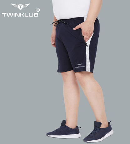 Mens Premium Navy Shorts With Side Cut And Zip Pockets Plus TK711P