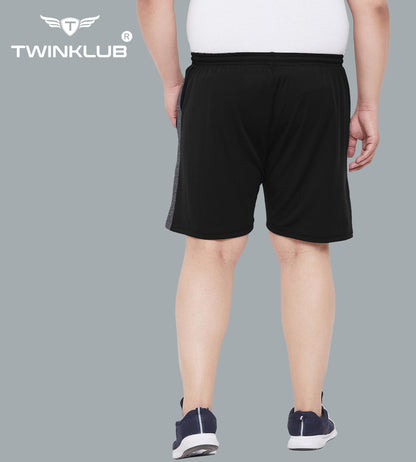 Mens Premium Black Shorts With Side Cut And Zip Pockets Plus TK711P