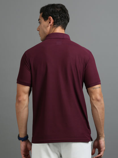 Mens Smart Dry fit Mulberry wine Polo Tees with Pocket TK710