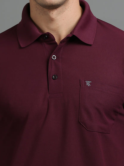 Mens Smart Dry fit Mulberry wine Polo Tees with Pocket TK710