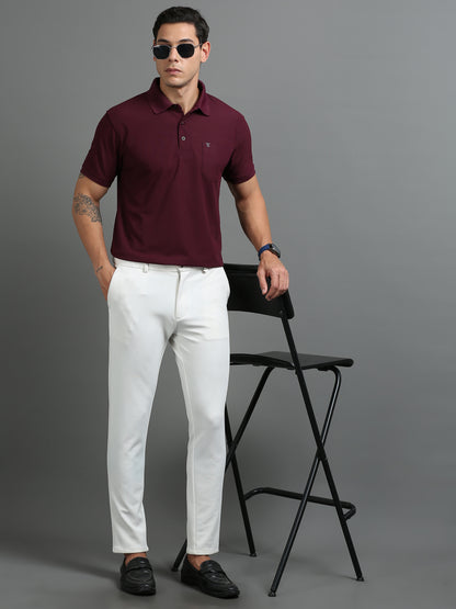 Mens Smart Dry fit Mulberry wine Polo Tees with Pocket TK710