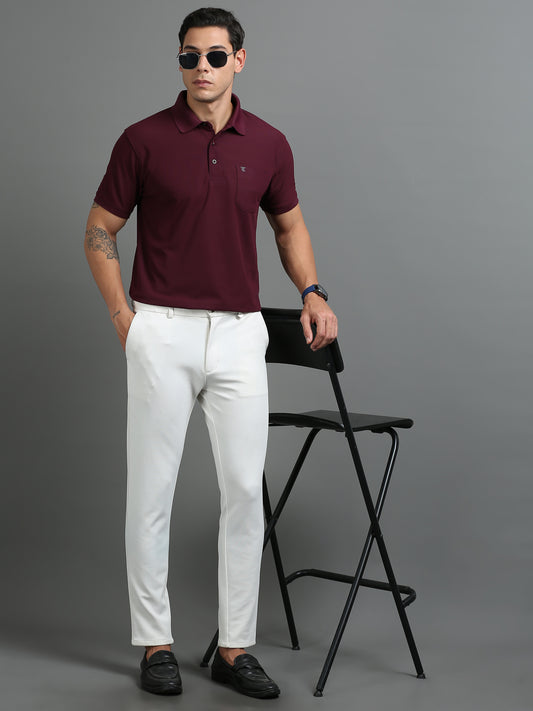 Mens Smart Dry fit Mulberry wine Polo Tees with Pocket TK710