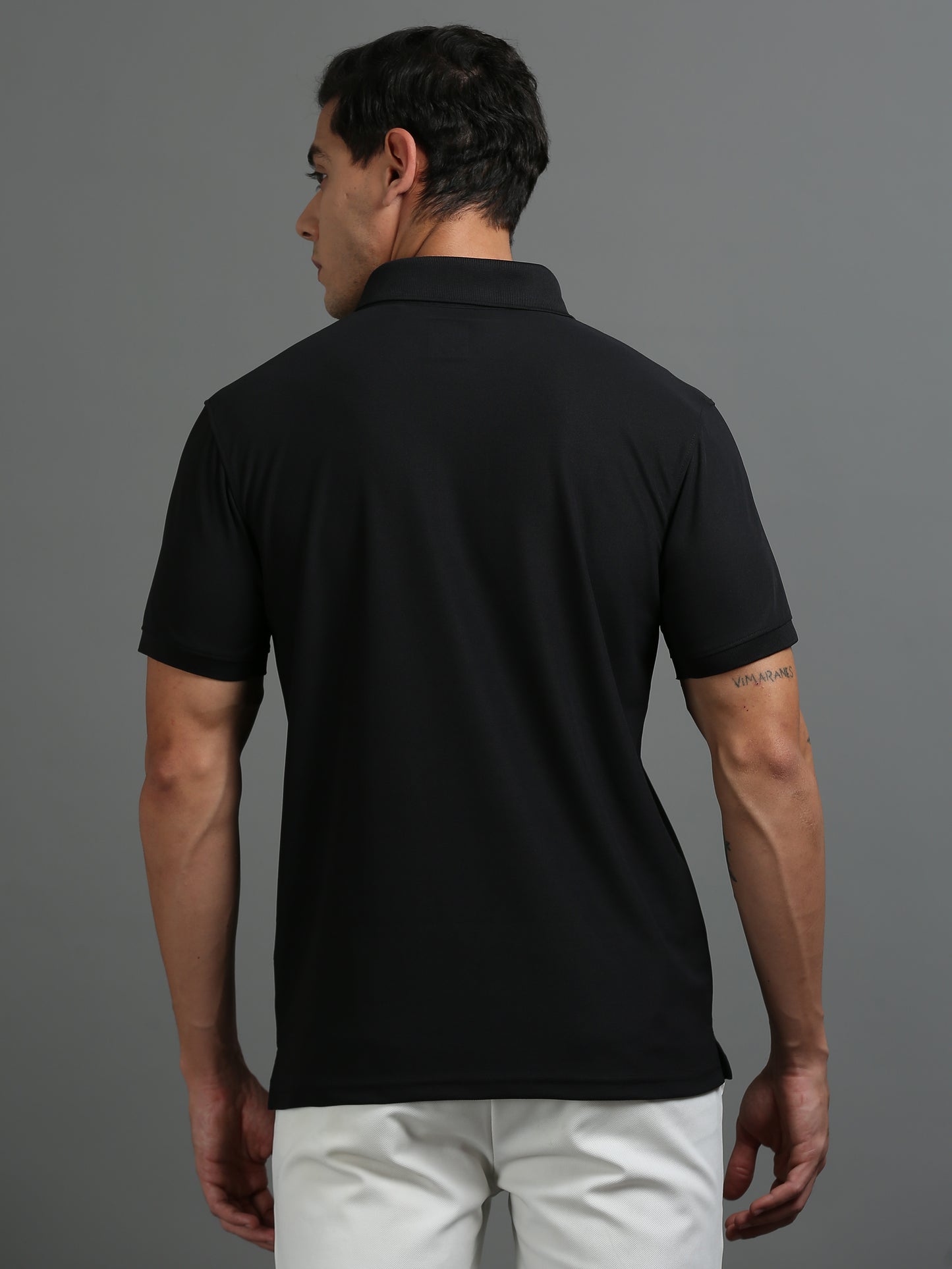 Mens Smart Dry fit Jet Black Polo Tees with Pocket TK710