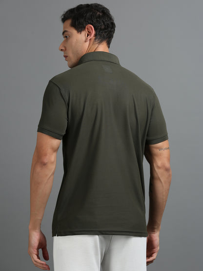 Mens Smart Dry fit Cedar Olive Green Polo Tees with Pocket TK710
