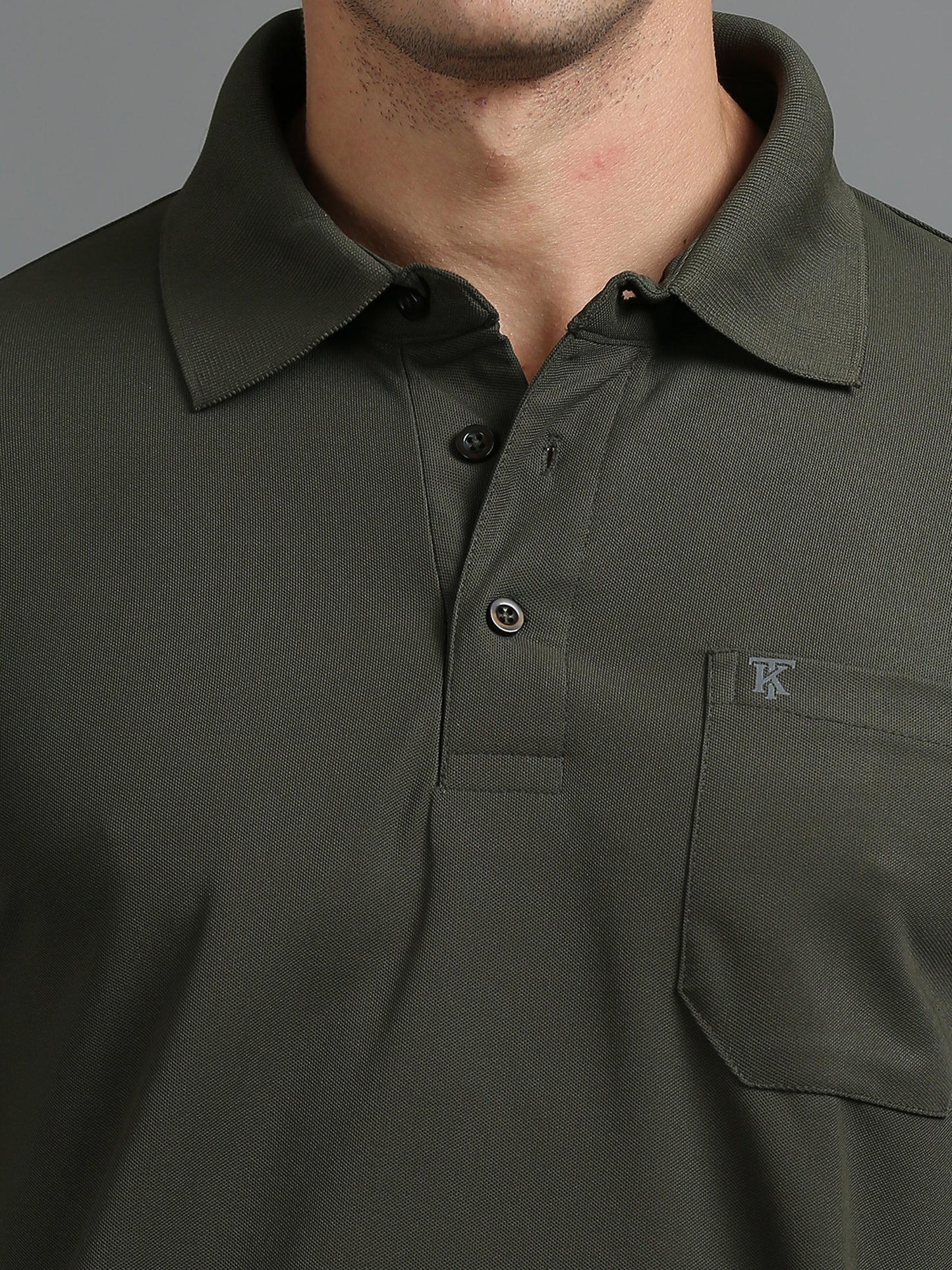 Mens Smart Dry fit Cedar Olive Green Polo Tees with Pocket TK710
